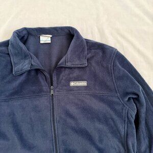 Columbia Mens Fleece Jacket XL Navy Blue Full Zip Pockets Long Sleeve